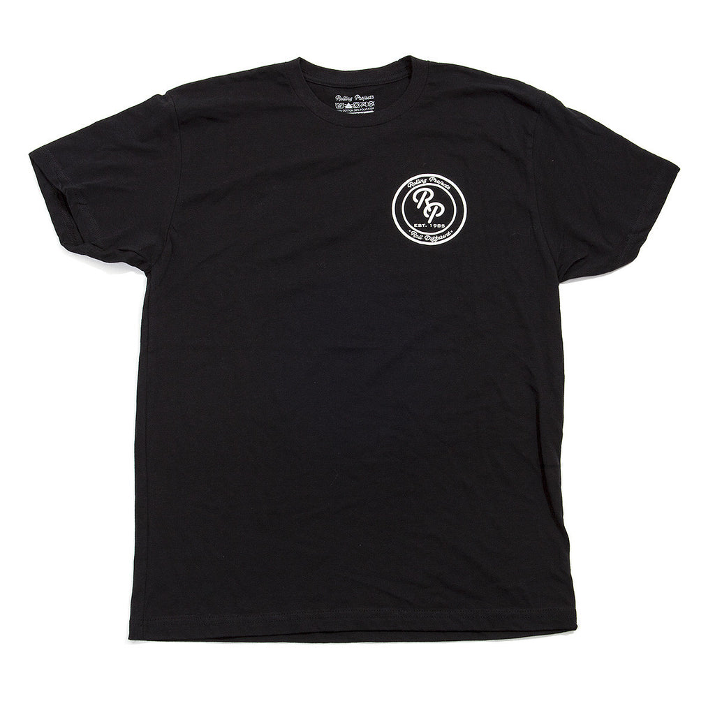 Badge Crewneck T-Shirt - Black - Rolling Projects