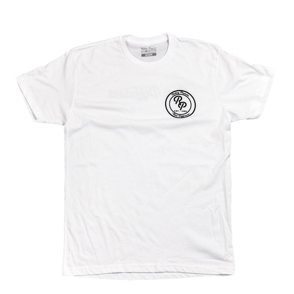 Badge Crewneck T-Shirt - White - Rolling Projects