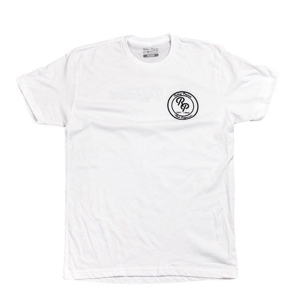 Badge Crewneck T-Shirt - White - Rolling Projects