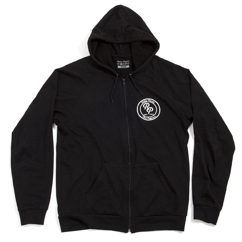 Badge Zip Hoodie - Black - Rolling Projects