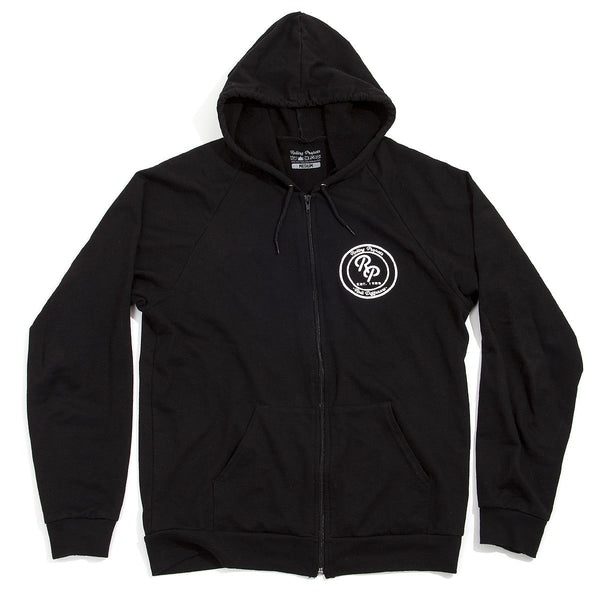 Badge Zip Hoodie - Black - Rolling Projects