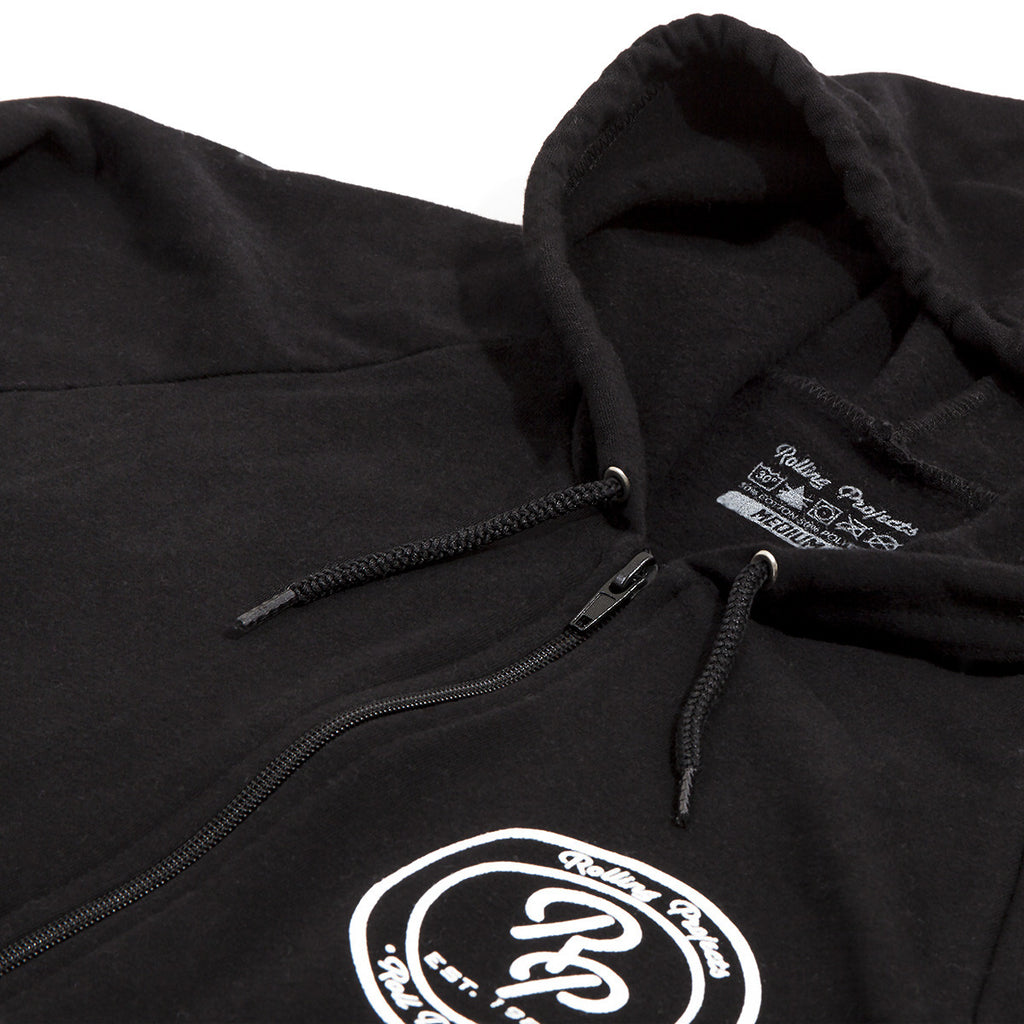 Badge Zip Hoodie - Black - Rolling Projects