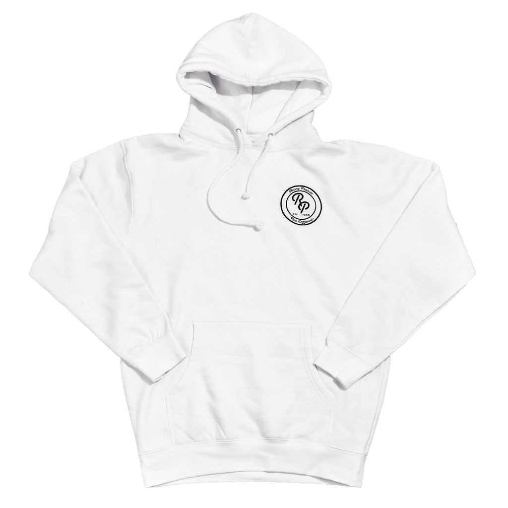 Badge Pullover Hoodie - White - Rolling Projects