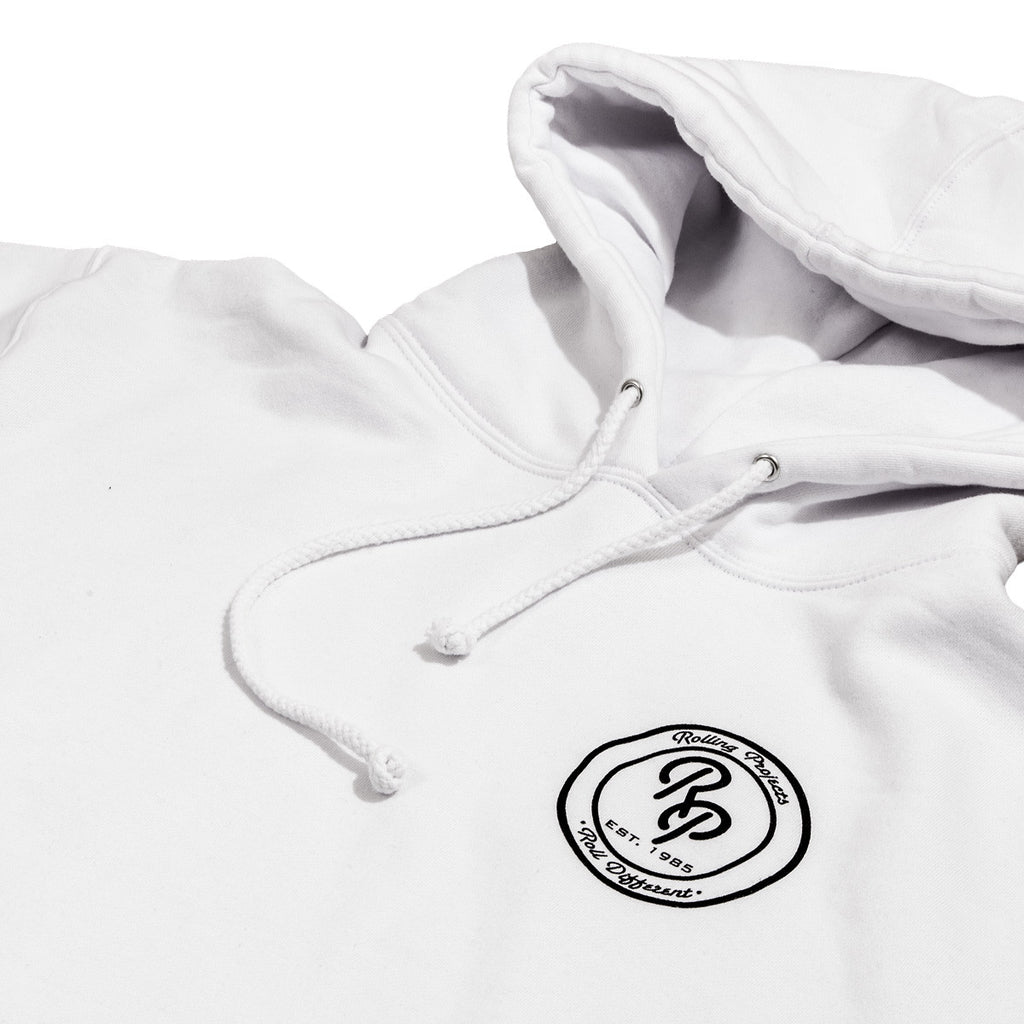 Badge Pullover Hoodie - White - Rolling Projects