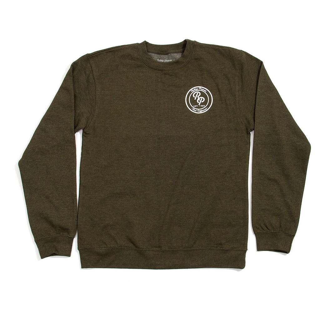 Badge Crewneck Sweatshirt - Army Green - Rolling Projects